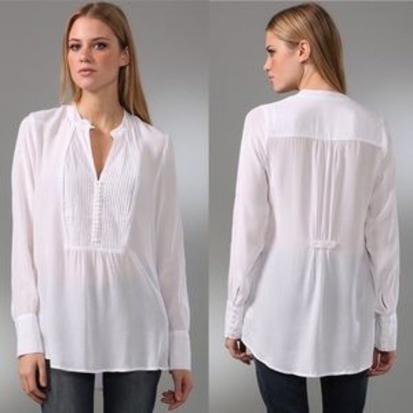 Free People White Pintuck Long Sleeve Tunic Blouse - Picture 1 of 16